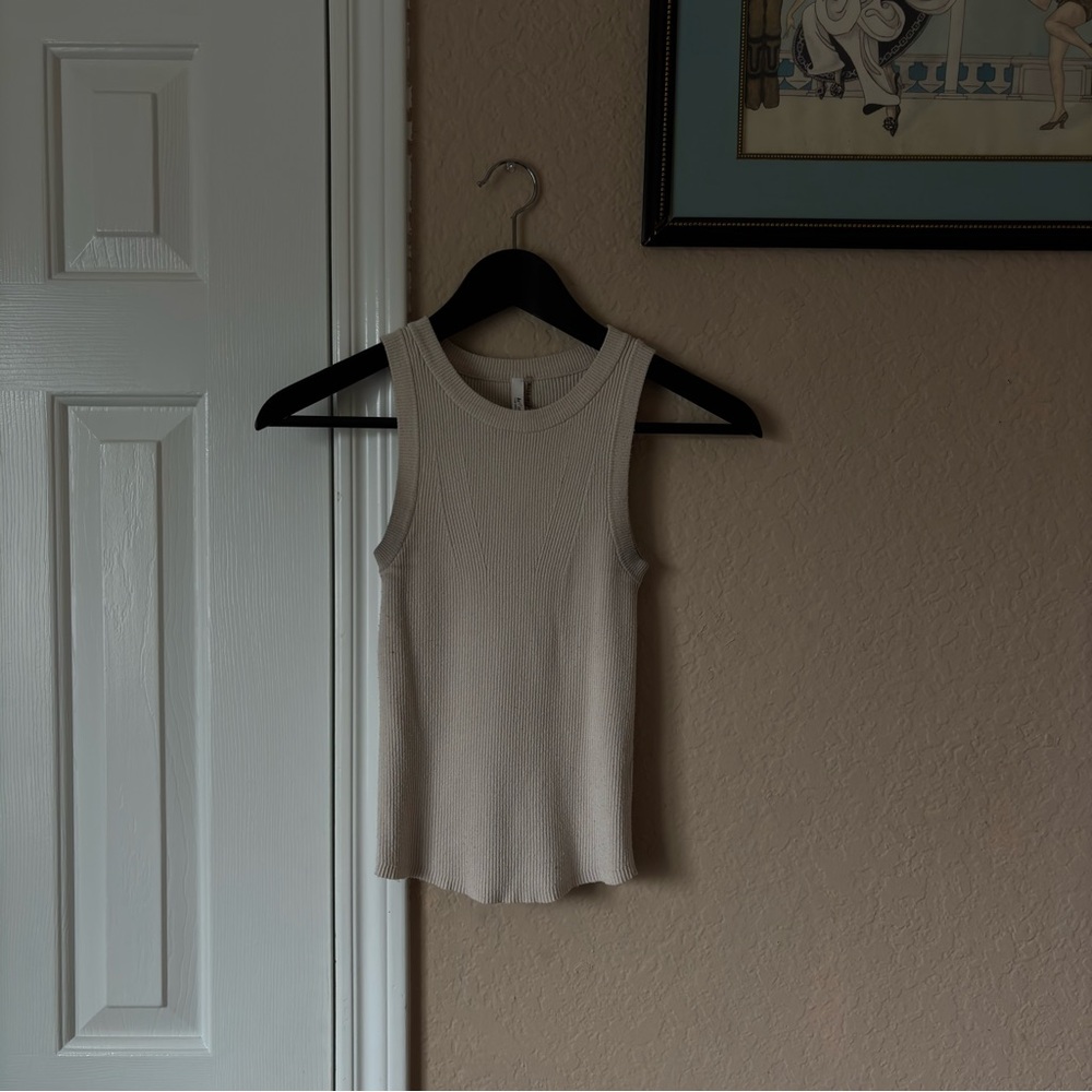 Free People Inspired Cream Ribbed Tank Top